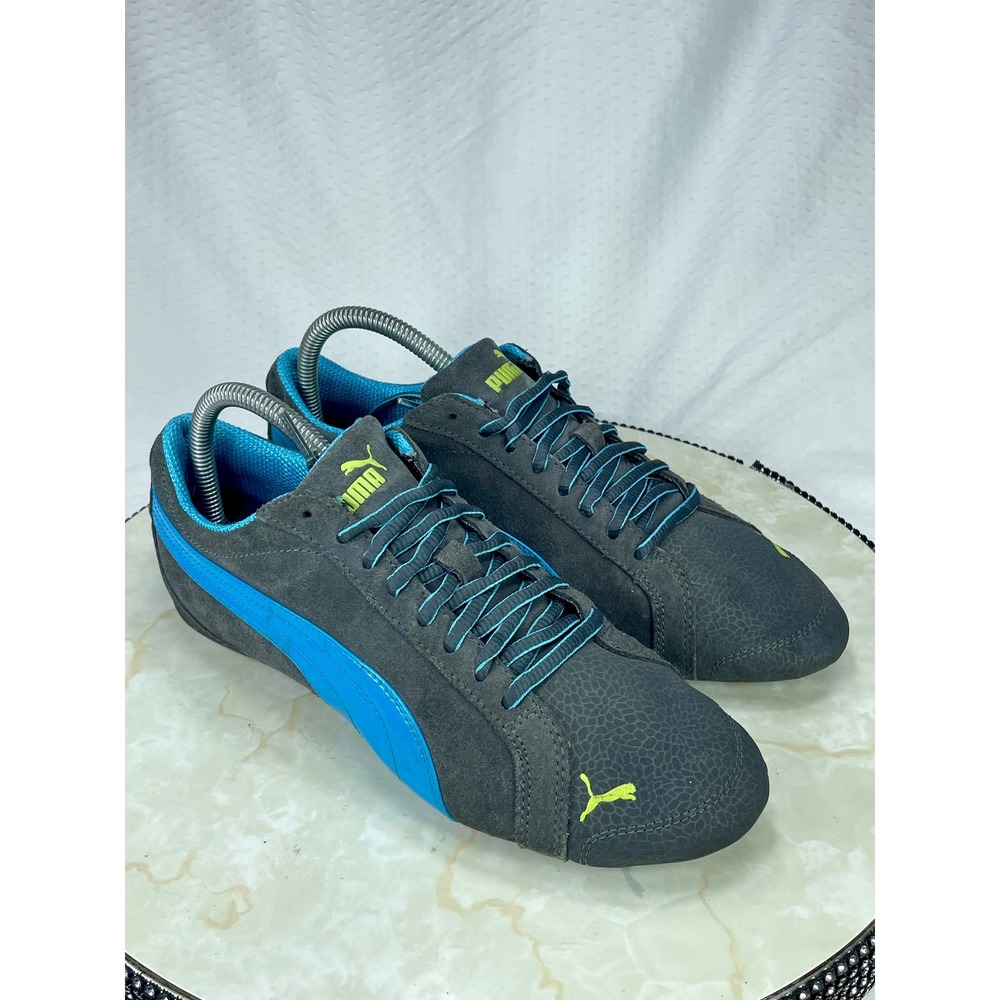 Puma Speed Cat Low Top Sneakers Women 8.5 Grey Blue Athletic Sporty Racing Shoes